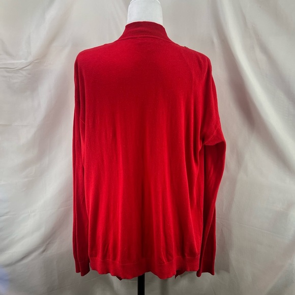 MICHAEL Michael Kors Rich Red Open Knit Cardigan w Zipper Shoulders Full Wrap L - Picture 9 of 15